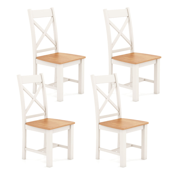 Giantex Wooden Dining Chairs Set, Farmhouse Kitchen Chairs with High Cross Back, Rubber Wood Frame