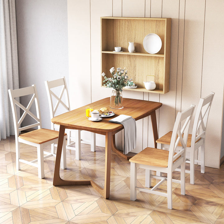 Giantex Wooden Dining Chairs Set, Farmhouse Kitchen Chairs with High Cross Back, Rubber Wood Frame