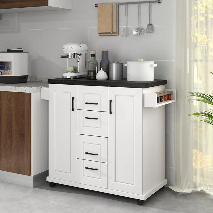 Giantex Kitchen Island with Storage, Rolling Kitchen Island Cart w/ 4 Drawers