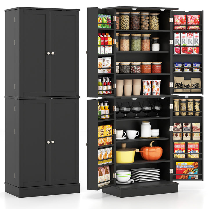 Giantex Kitchen Pantry Cabinet 65.5" Tall Kitchen Hutch w/8-Tier Storage Cabinet 16-Tier Door Shelves
