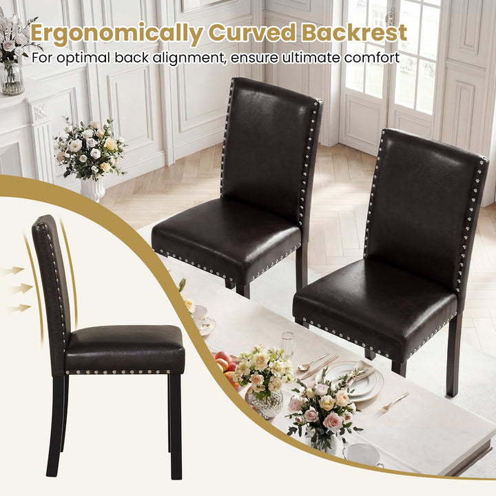 Giantex Dining Chairs Set of 2/4 with Solid Rubber &amp; Bent Wood Legs