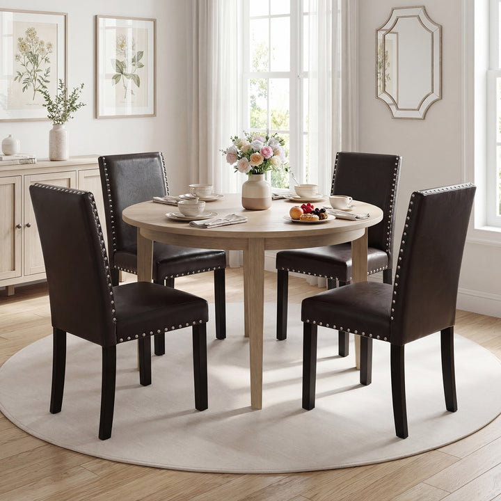 Giantex Dining Chairs Set of 2/4 with Solid Rubber &amp; Bent Wood Legs