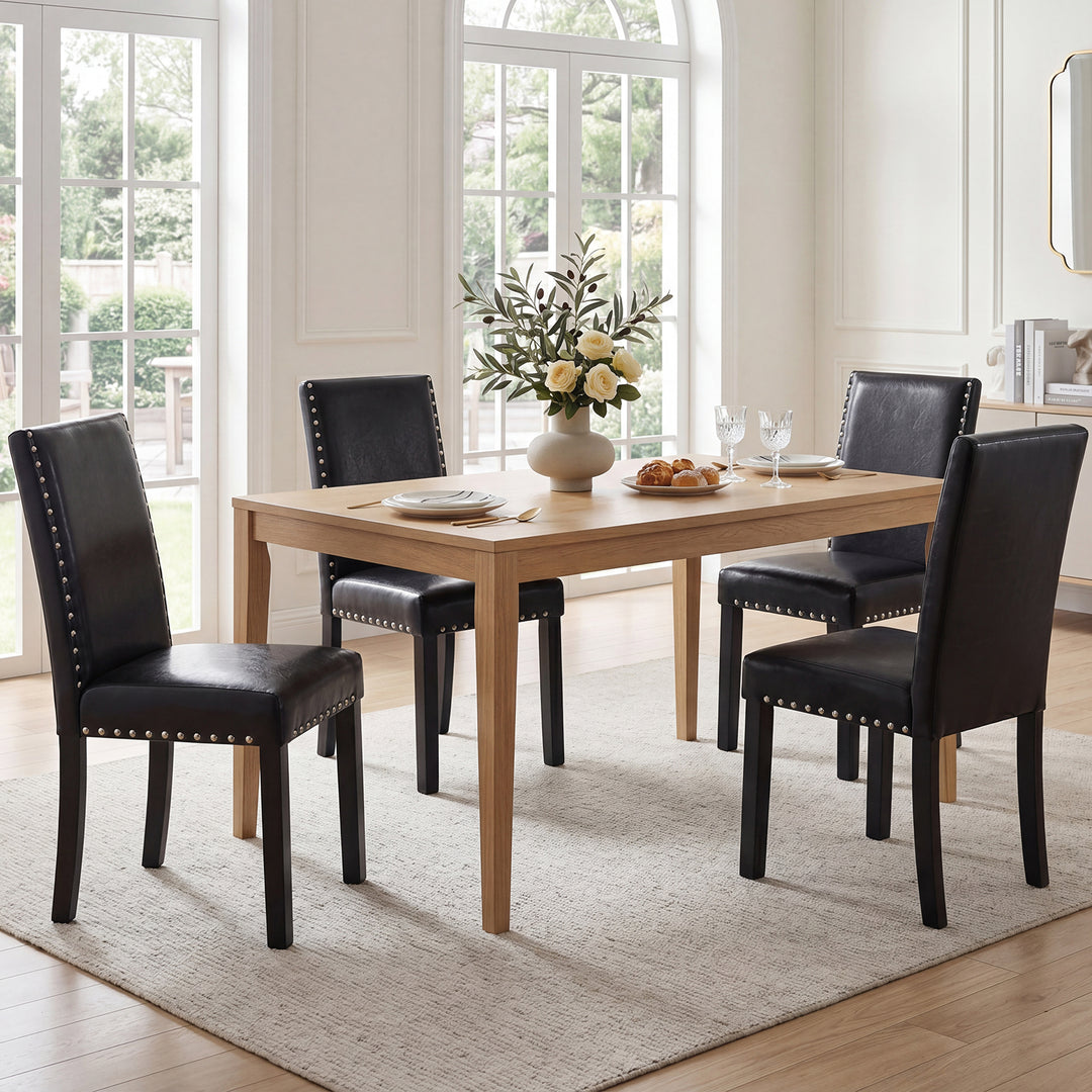 Giantex Dining Chairs Set of 2/4 with Solid Rubber &amp; Bent Wood Legs