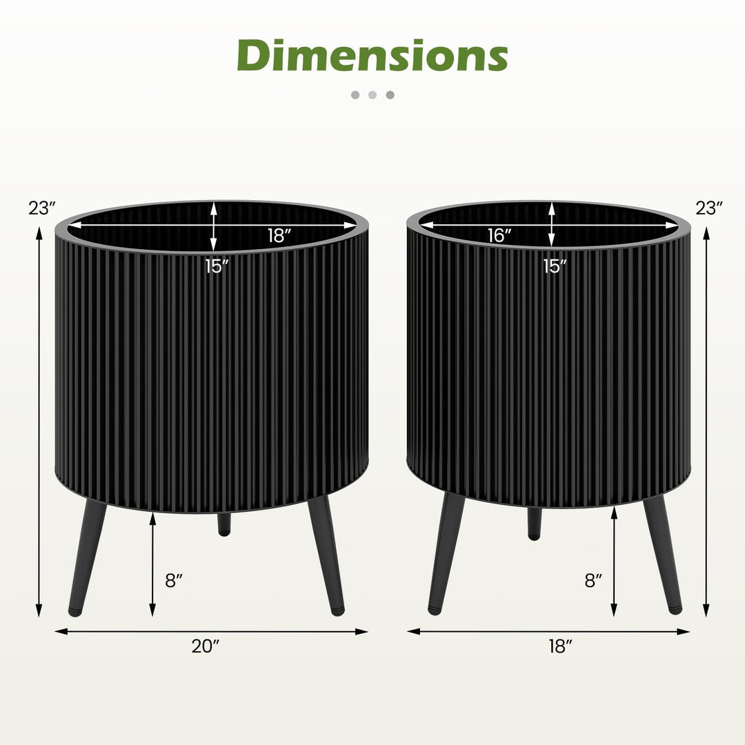 Giantex Set of 2 Flower Pots with Stand with Drainage Holes