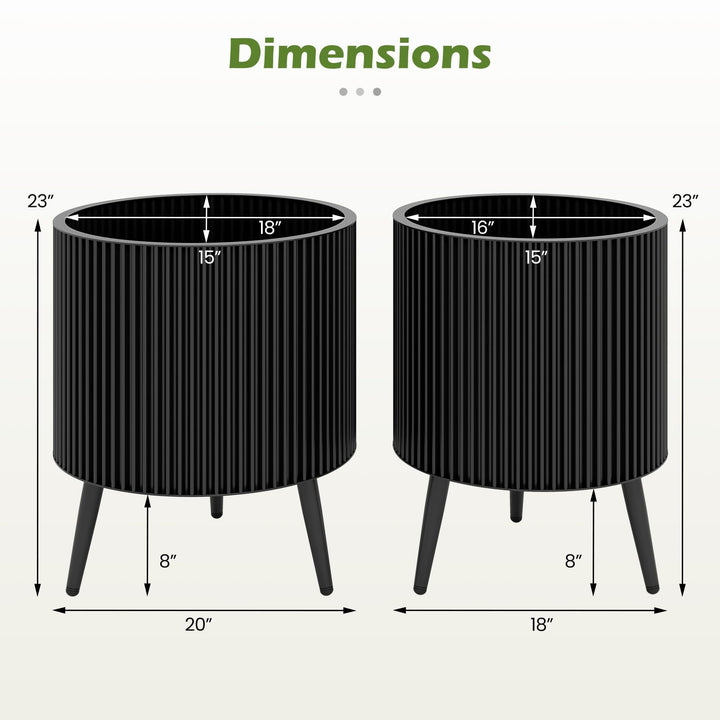 Giantex Set of 2 Flower Pots with Stand with Drainage Holes