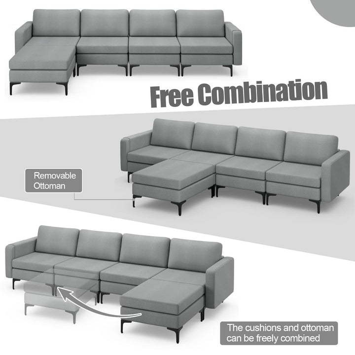 Giantex 4 Seat Convertible Sofa Couch with USB Ports Socket