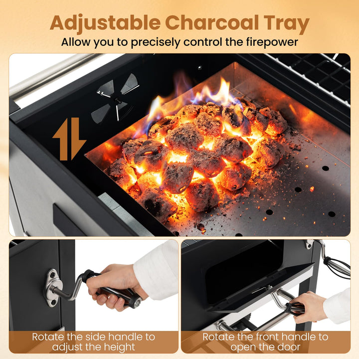 Giantex Charcoal Grill with Foldable Side Shelf with Adjustable Charcoal Tray