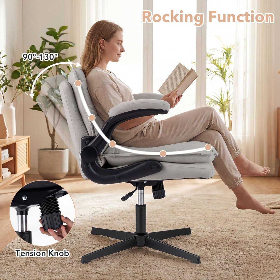 Giantex Ergonomic Cross Legged Office Desk Chair w/Wide Thick Padded Seat