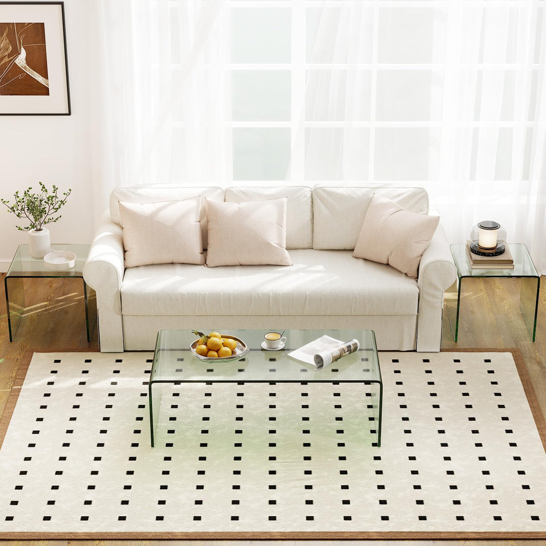 Giantex Tempered Glass Coffee Table Set of 3 with Round Edges No Assembly Needed