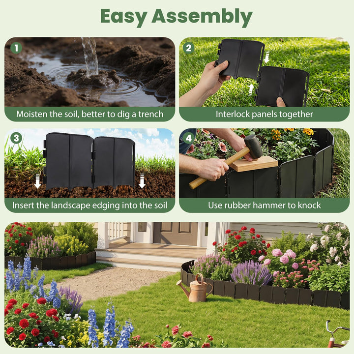 Giantex 70 Pcs Garden Landscape Edging Border with Interlocking Panels