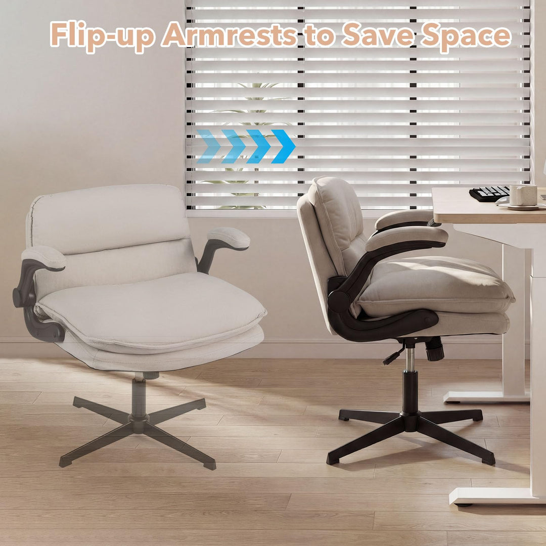Giantex Ergonomic Cross Legged Office Desk Chair w/Wide Thick Padded Seat