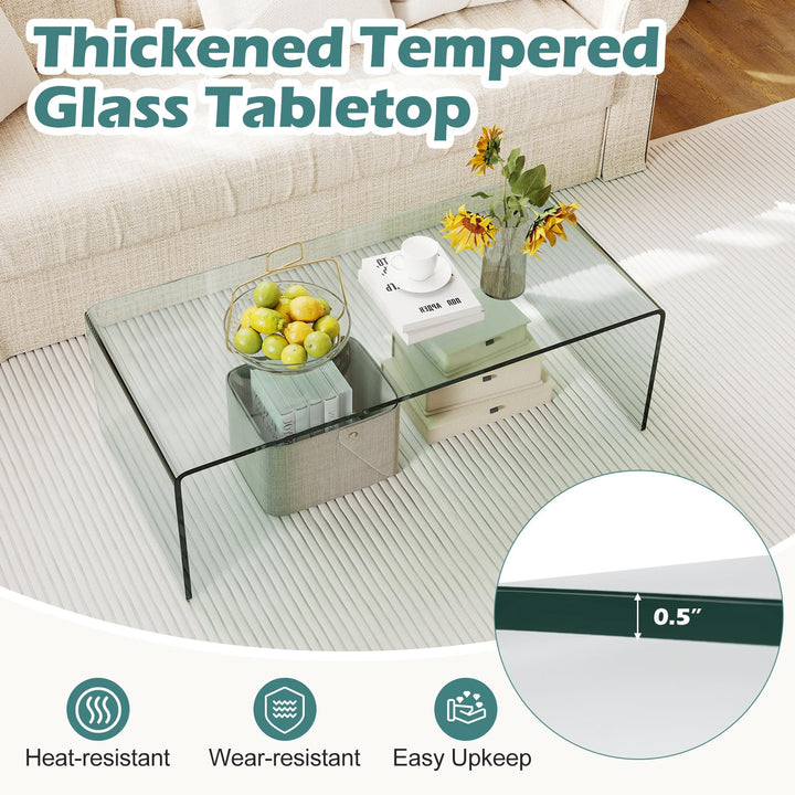 Giantex Tempered Glass Coffee Table Set of 3 with Round Edges No Assembly Needed