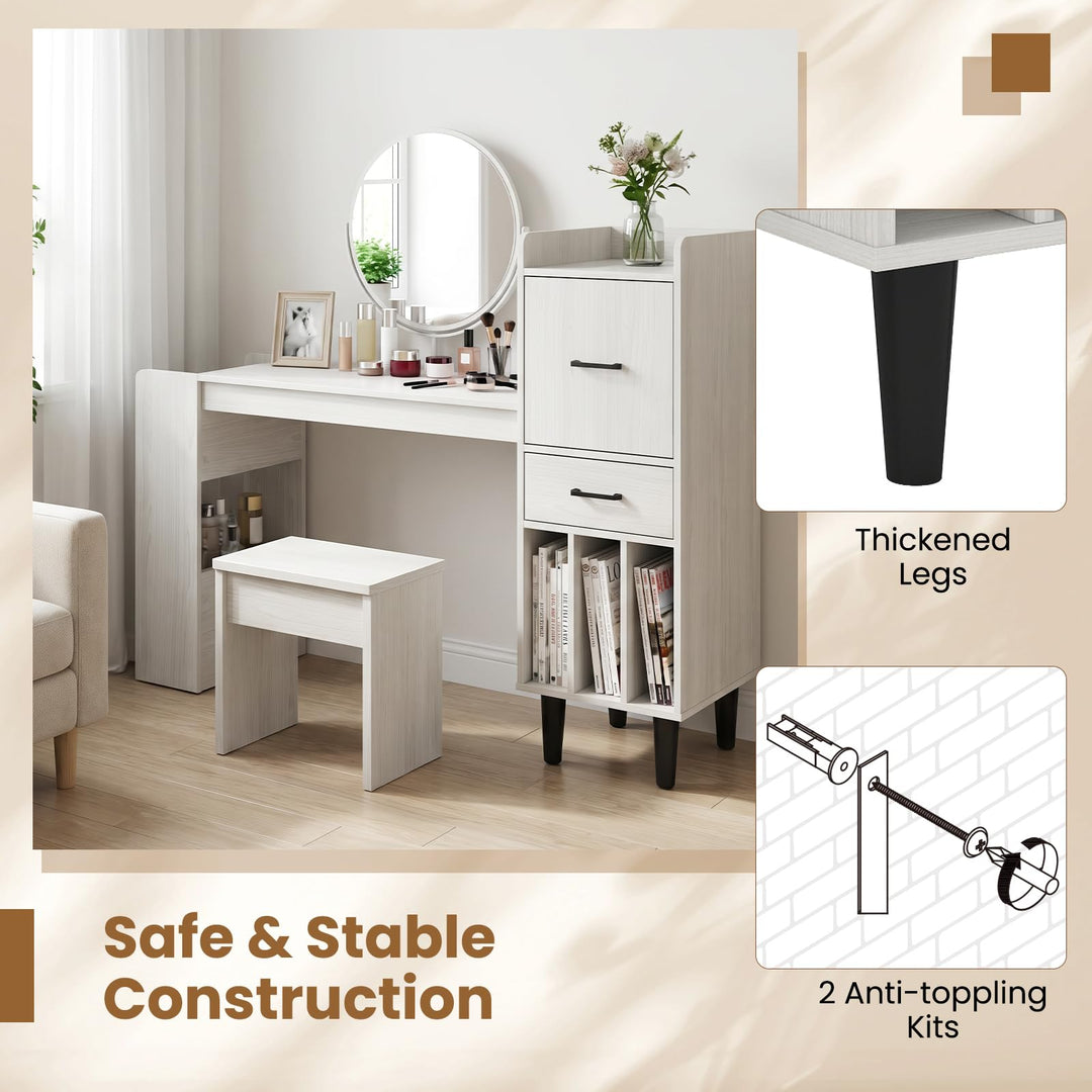 Giantex Modern Computer Desk with Side Storage Shelves