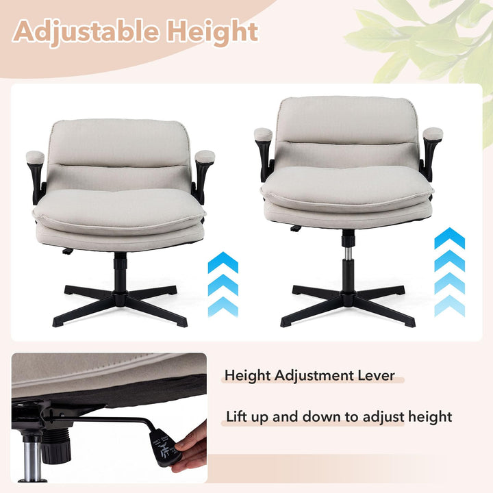Giantex Ergonomic Cross Legged Office Desk Chair w/Wide Thick Padded Seat