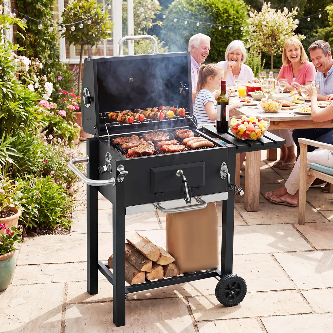 Giantex Charcoal Grill with Foldable Side Shelf with Adjustable Charcoal Tray
