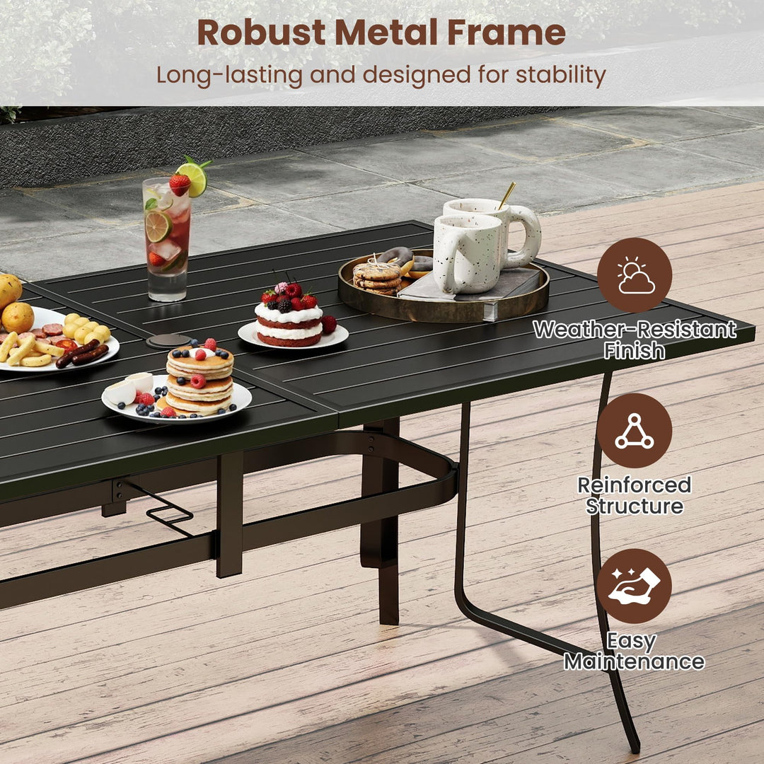Giantex Rectangular Patio Dining Table for 6 with Adjustable Umbrella Hole for Porch