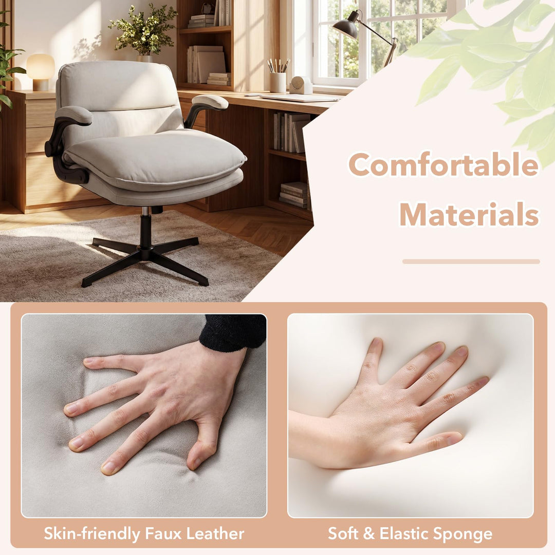 Giantex Ergonomic Cross Legged Office Desk Chair w/Wide Thick Padded Seat
