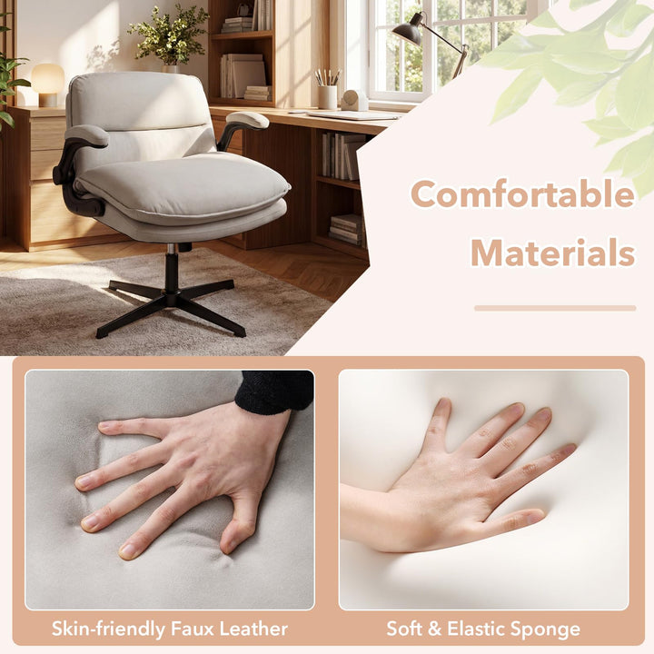 Giantex Ergonomic Cross Legged Office Desk Chair w/Wide Thick Padded Seat