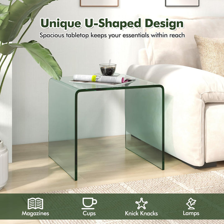 Giantex Tempered Glass Coffee Table Set of 3 with Round Edges No Assembly Needed