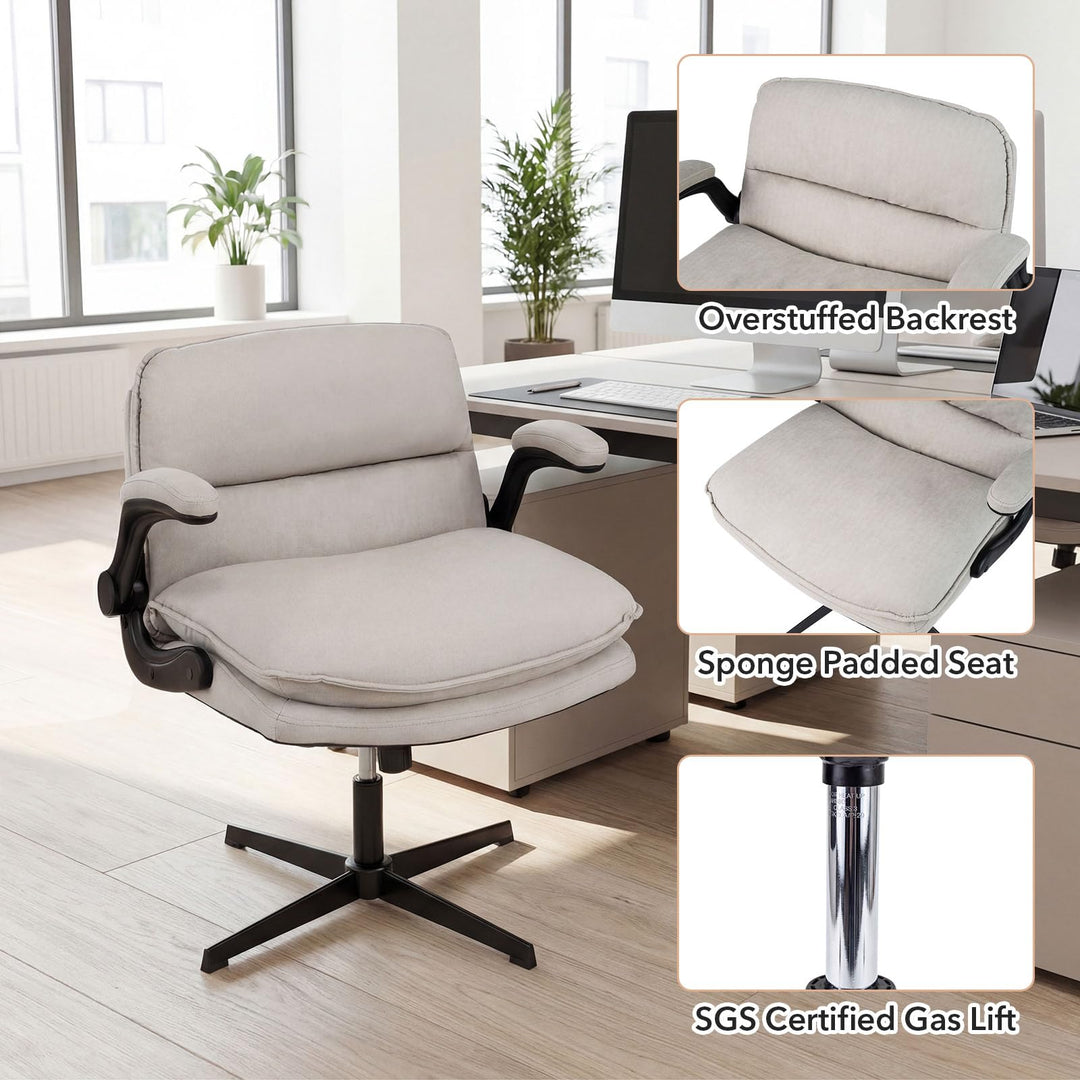 Giantex Ergonomic Cross Legged Office Desk Chair w/Wide Thick Padded Seat