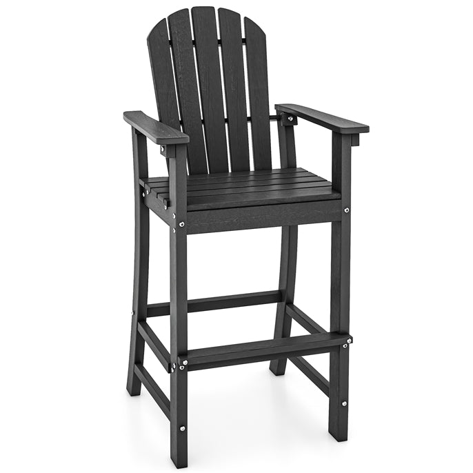 Giantex Outdoor HDPE Bar Stool, Tall Adirondack Chair with Armrests and Footrest, 30 Inches Counter Height Bar Stool