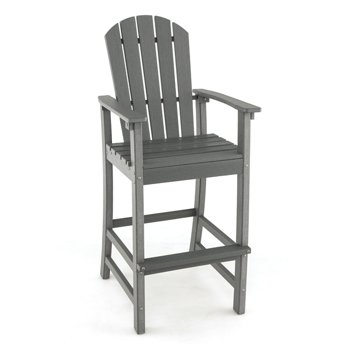 Giantex Outdoor HDPE Bar Stool, Tall Adirondack Chair with Armrests and Footrest, 30 Inches Counter Height Bar Stool