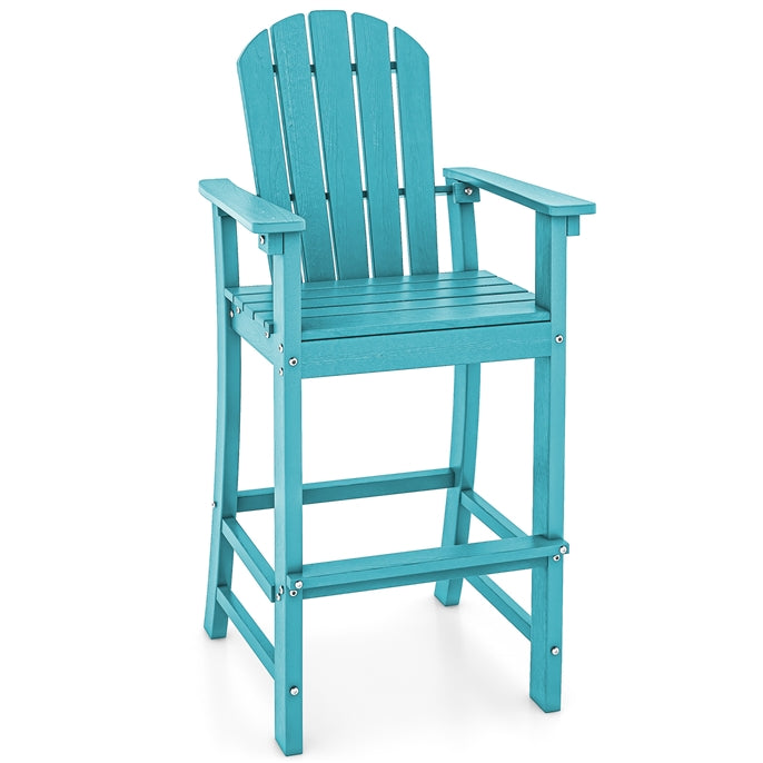 Giantex Outdoor HDPE Bar Stool, Tall Adirondack Chair with Armrests and Footrest, 30 Inches Counter Height Bar Stool
