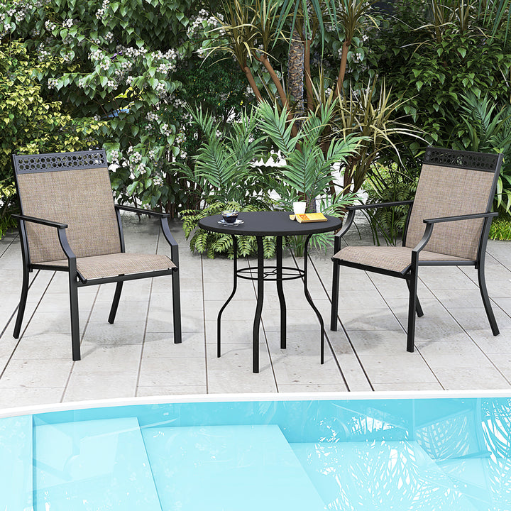 Giantex Patio Chairs Set of 2/4, Outdoor Chairs with All Weather Fabric, High Backrest, Armrests