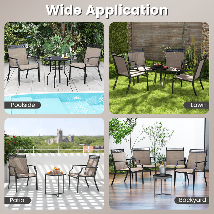 Giantex Patio Chairs Set of 2/4, Outdoor Chairs with All Weather Fabric, High Backrest, Armrests