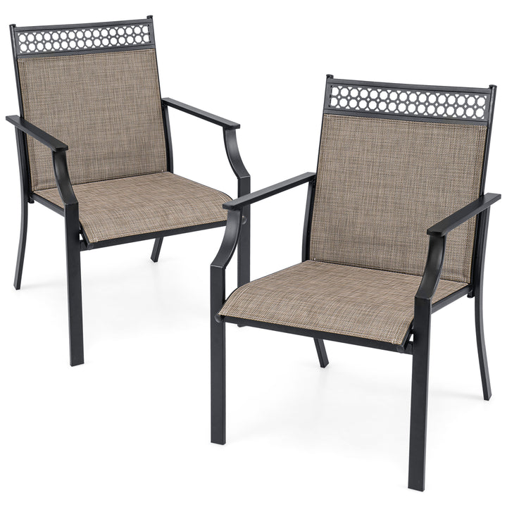 Giantex Patio Chairs Set of 2/4, Outdoor Chairs with All Weather Fabric, High Backrest, Armrests