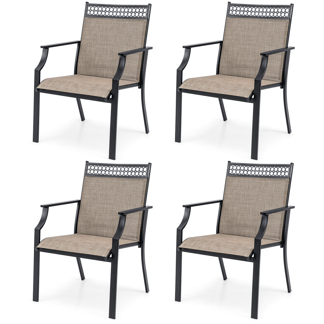 Giantex Patio Chairs Set of 2/4, Outdoor Chairs with All Weather Fabric, High Backrest, Armrests