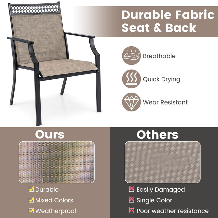 Giantex Patio Chairs Set of 2/4, Outdoor Chairs with All Weather Fabric, High Backrest, Armrests