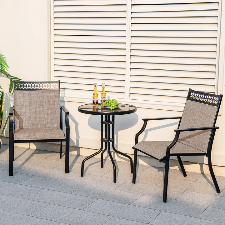 Giantex Patio Chairs Set of 2/4, Outdoor Chairs with All Weather Fabric, High Backrest, Armrests