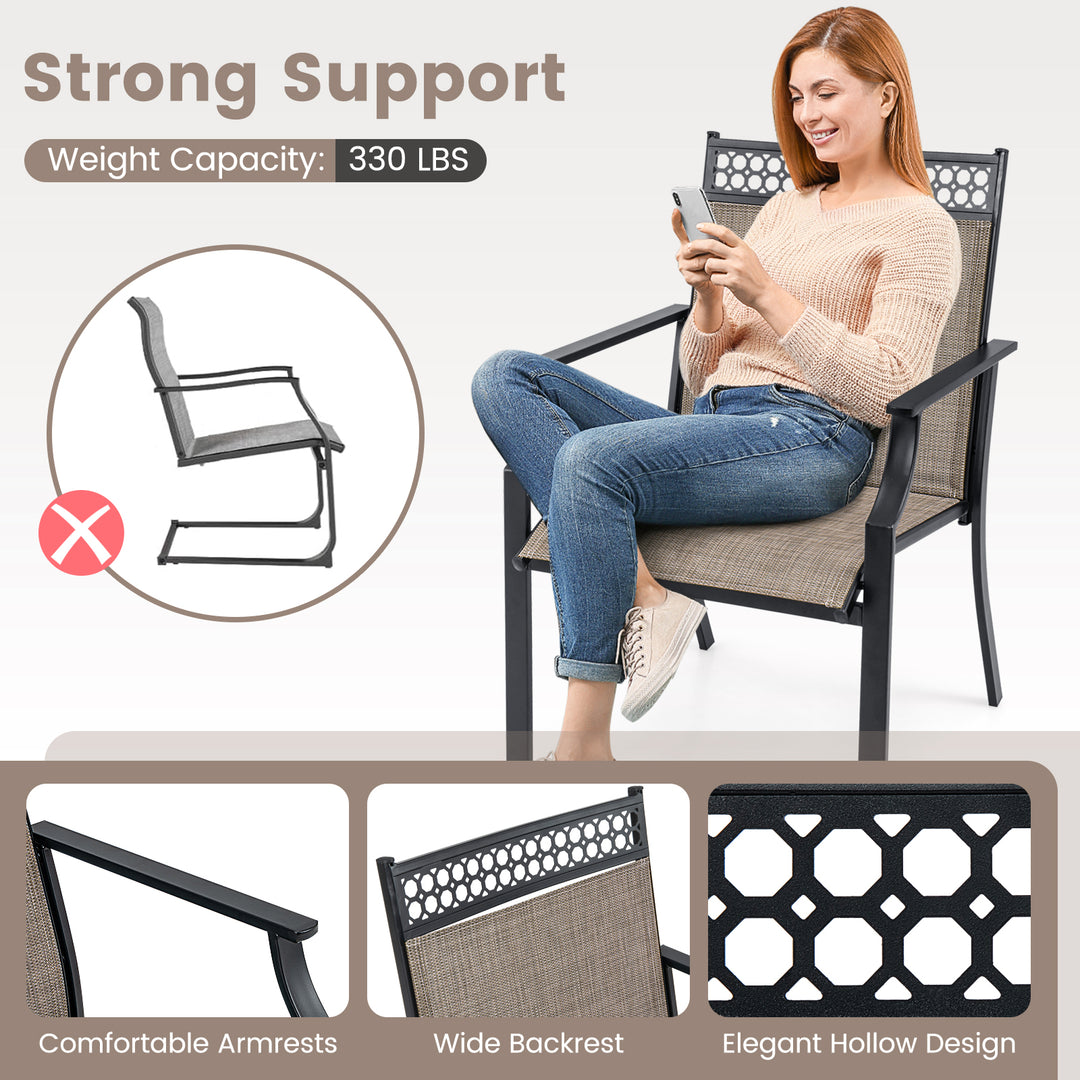 Giantex Patio Chairs Set of 2/4, Outdoor Chairs with All Weather Fabric, High Backrest, Armrests