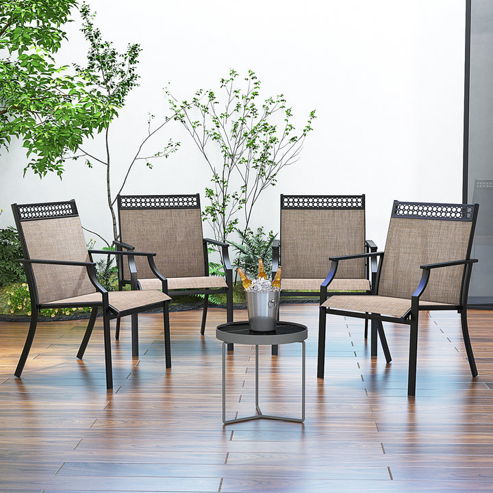 Giantex Patio Chairs Set of 2/4, Outdoor Chairs with All Weather Fabric, High Backrest, Armrests