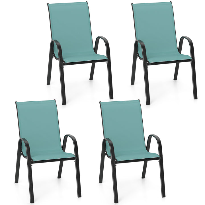 Giantex Set of 4 Patio Chairs, Stackable Outdoor Dining Chairs