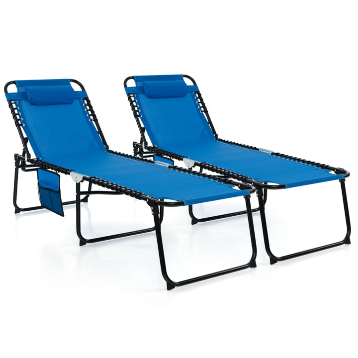 Folding Chaise Lounge Chair, Adjustable Beach Chair, Folding Patio Recliner