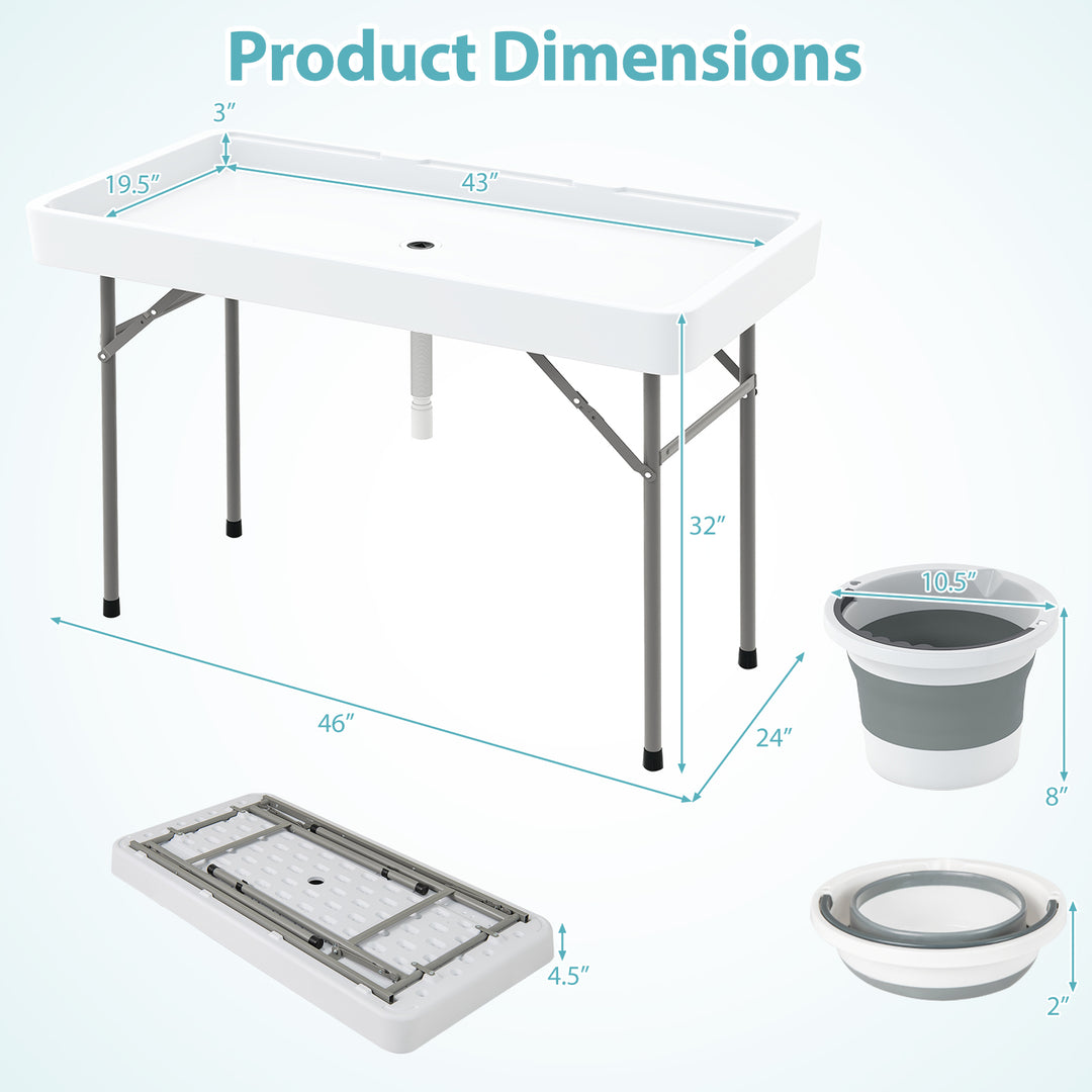Giantex Folding Ice Cooler Table with Drain