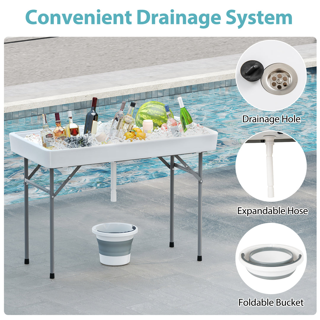 Giantex Folding Ice Cooler Table with Drain