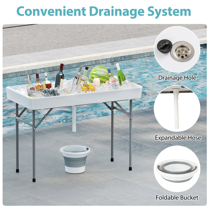 Giantex Folding Ice Cooler Table with Drain