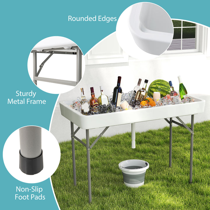 Giantex Folding Ice Cooler Table with Drain