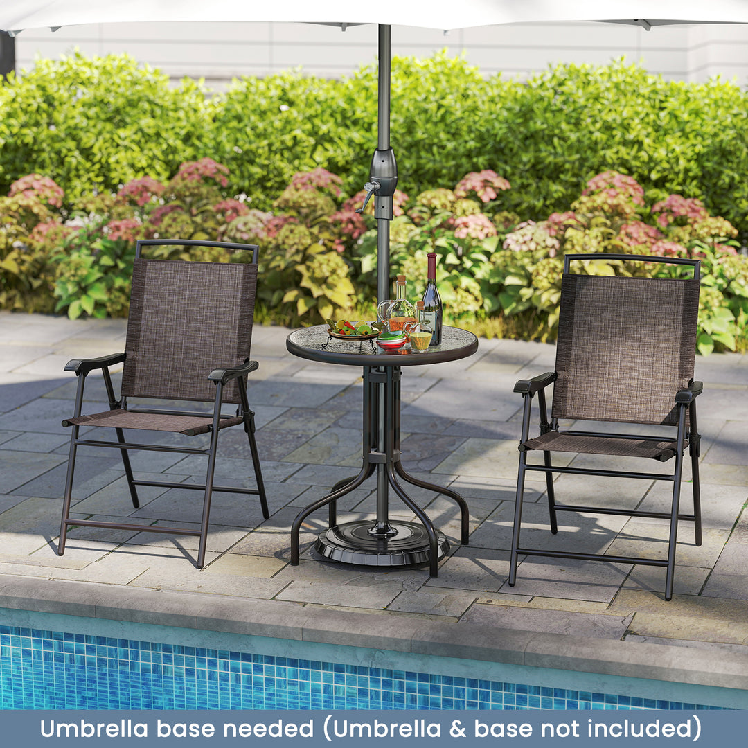 Giantex 3 PCS Patio Bistro Set, 2 Folding Chairs and Round Table with 1.57” Umbrella Hole