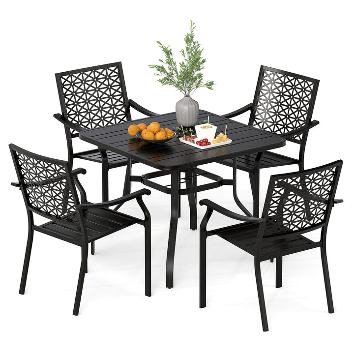Giantex 5 Piece Patio Dining Set, Outdoor Dining Table W/ 4 Stackable Chairs