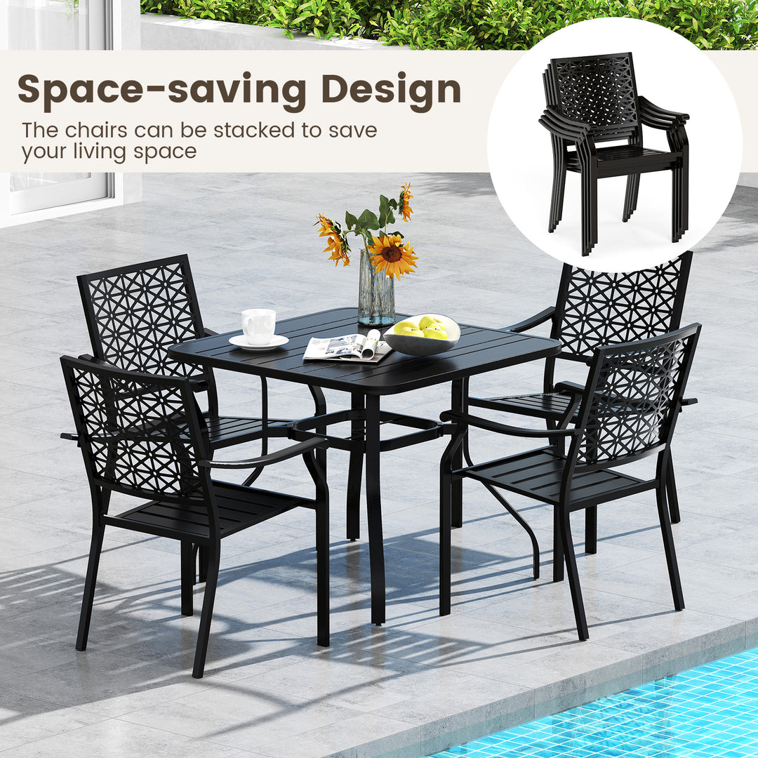 Giantex 5 Piece Patio Dining Set, Outdoor Dining Table W/ 4 Stackable Chairs