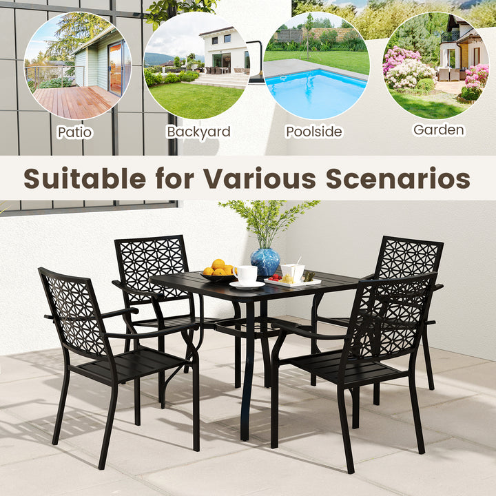 Giantex 5 Piece Patio Dining Set, Outdoor Dining Table W/ 4 Stackable Chairs