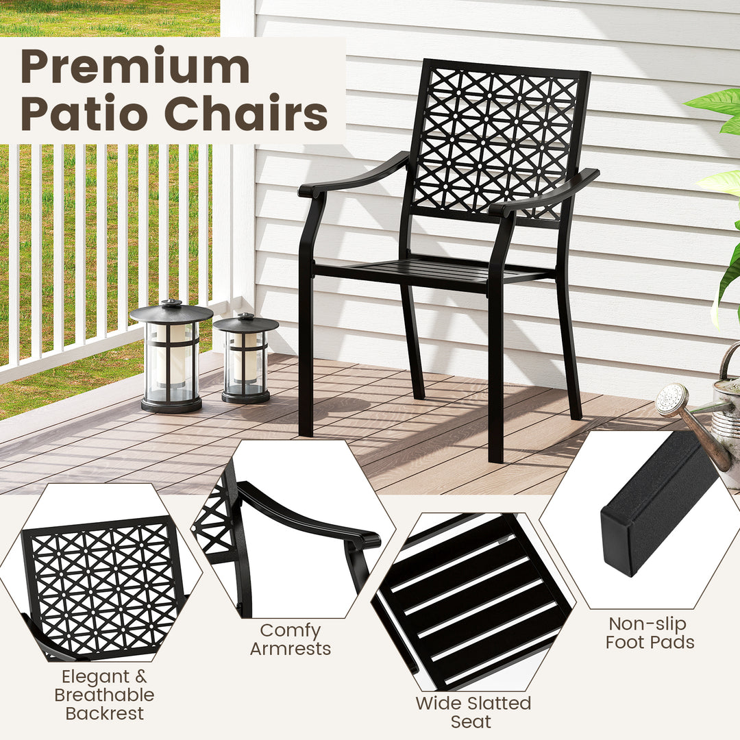 Giantex 5 Piece Patio Dining Set, Outdoor Dining Table W/ 4 Stackable Chairs