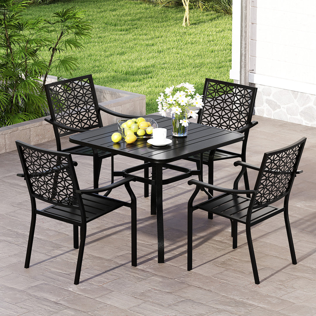Giantex 5 Piece Patio Dining Set, Outdoor Dining Table W/ 4 Stackable Chairs