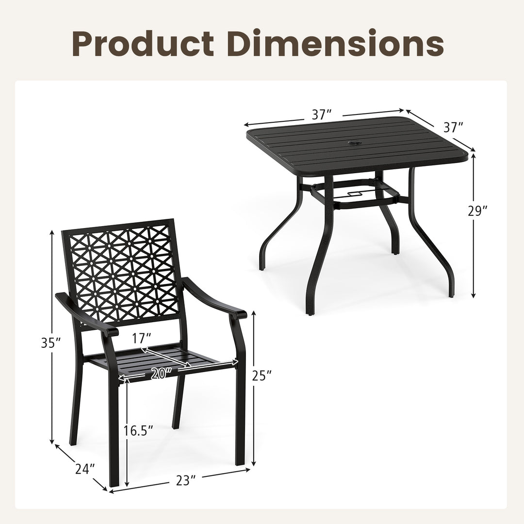 Giantex 5 Piece Patio Dining Set, Outdoor Dining Table W/ 4 Stackable Chairs