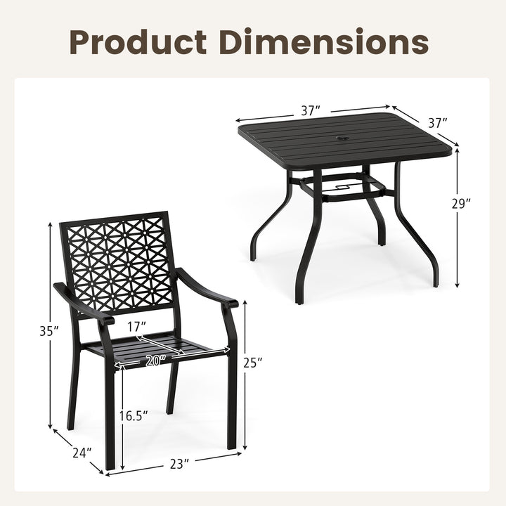Giantex 5 Piece Patio Dining Set, Outdoor Dining Table W/ 4 Stackable Chairs