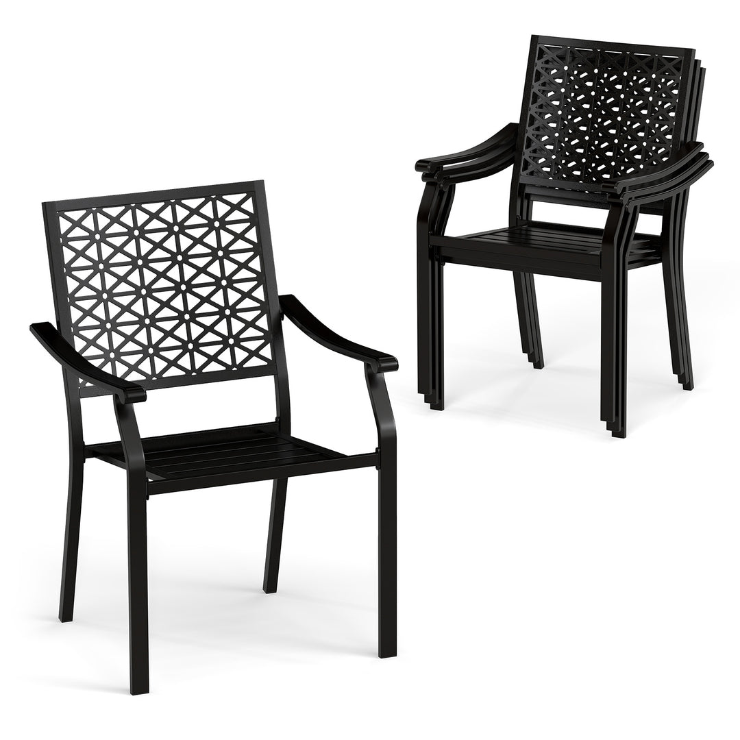 Giantex Patio Dining Chairs, Outdoor Stackable Metal Chair